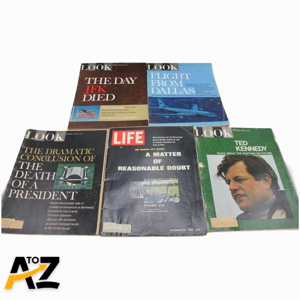Lot 5 Look Life Magazines on JFK John F Kennedy (Death of a President) 1966-1969